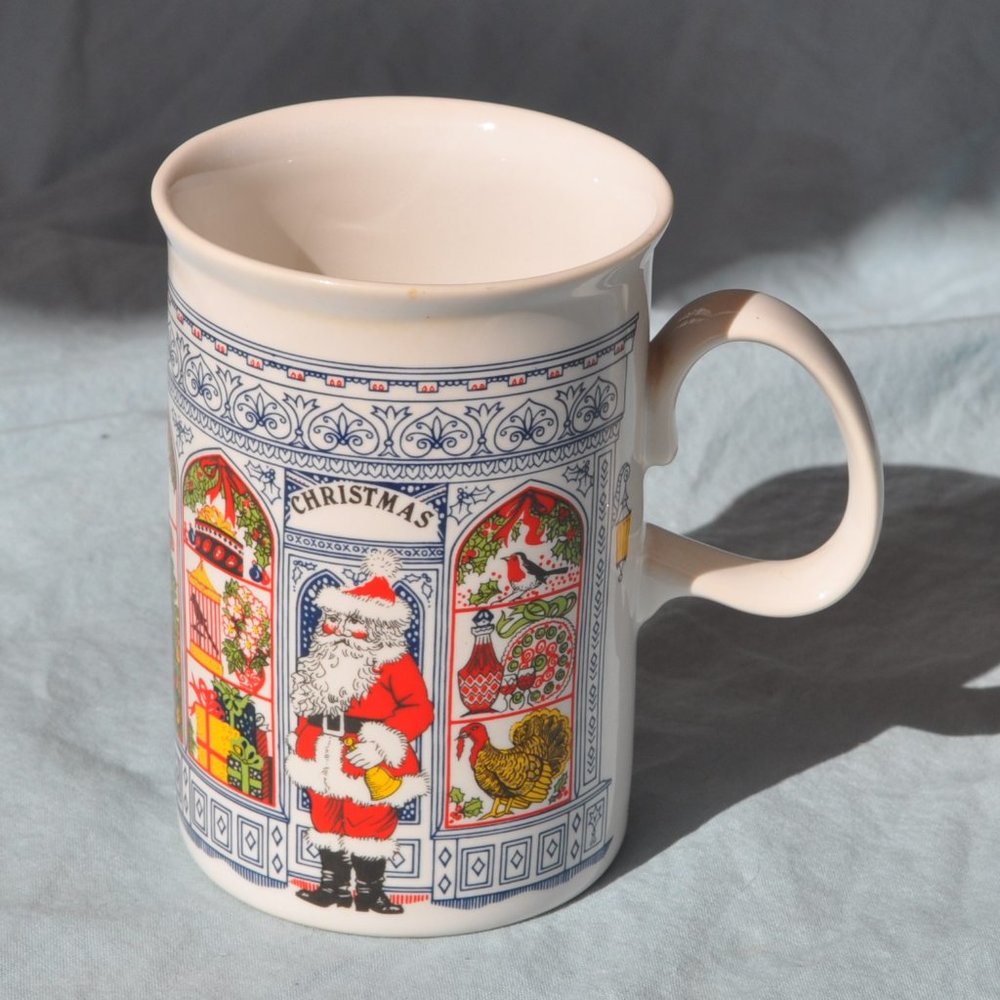 *BOGO mugs* 10 oz Dunoon Scotland porcelain Christmas mug Santa (544w)